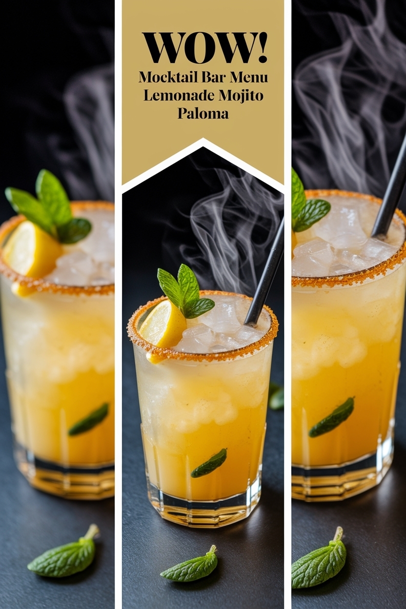 mocktail bar menu lemonade mojito paloma