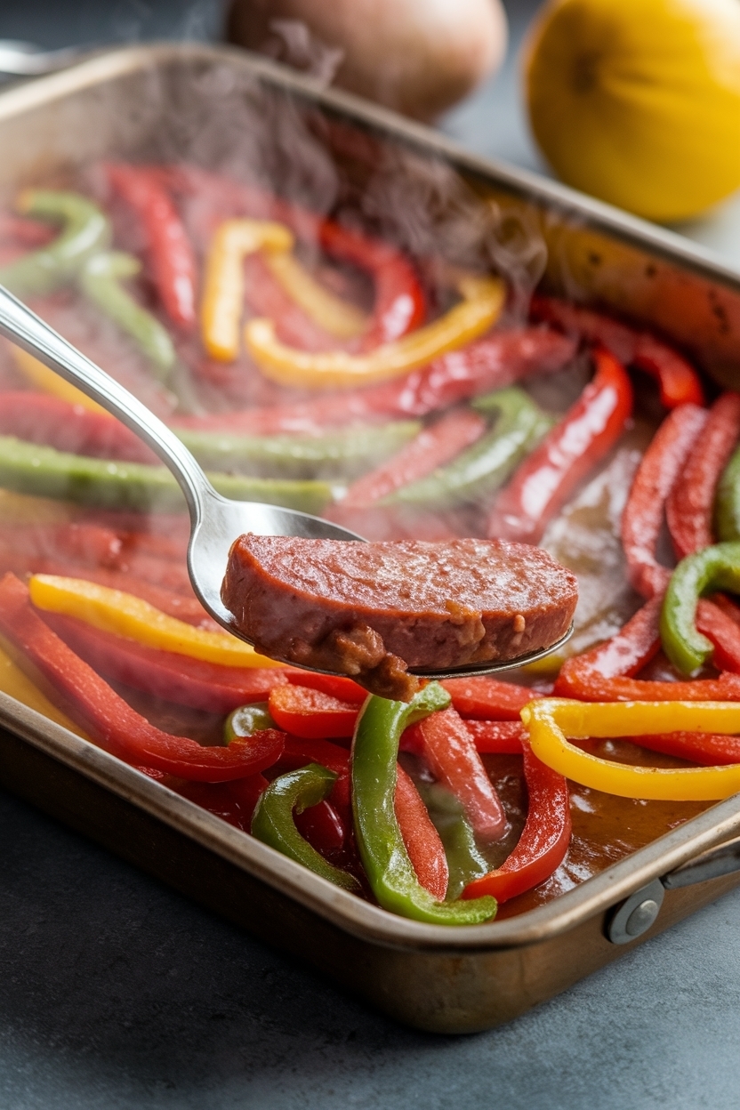 sheet pan kielbasa peppers onions