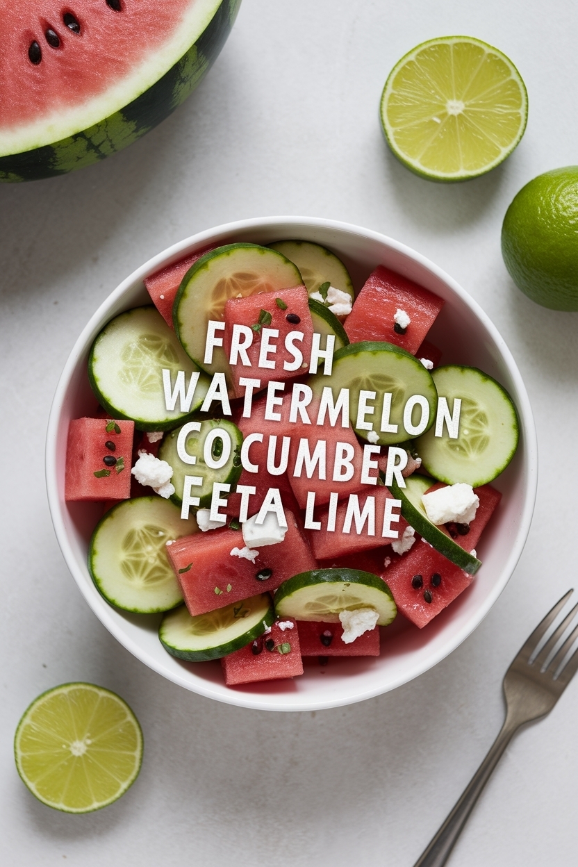 watermelon cucumber salad feta lime