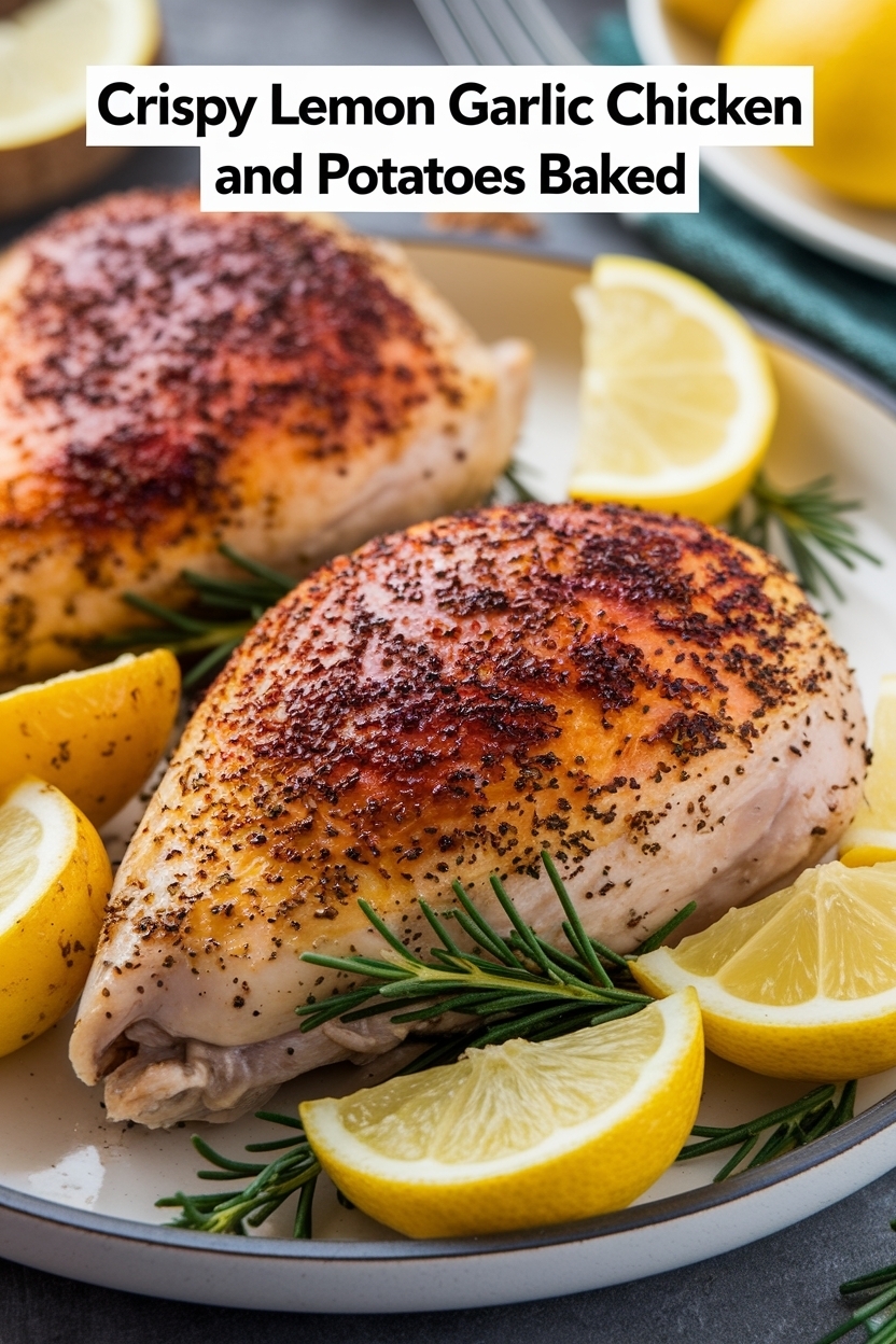 lemon garlic chicken and potatoes baked