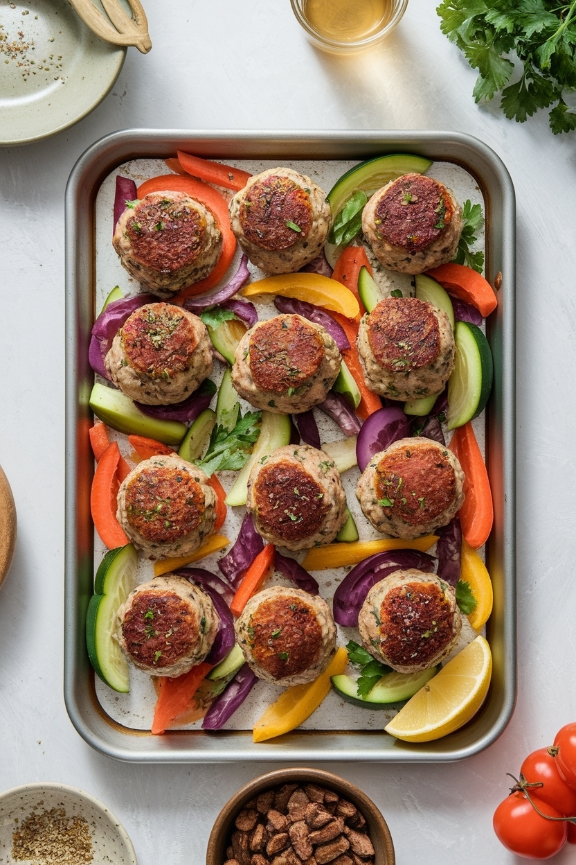 sheet pan meatballs and vegetables