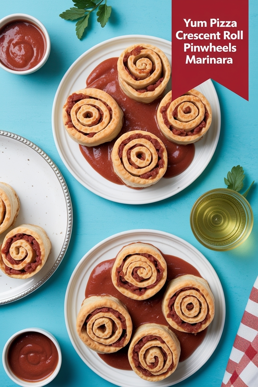 pizza crescent roll pinwheels marinara