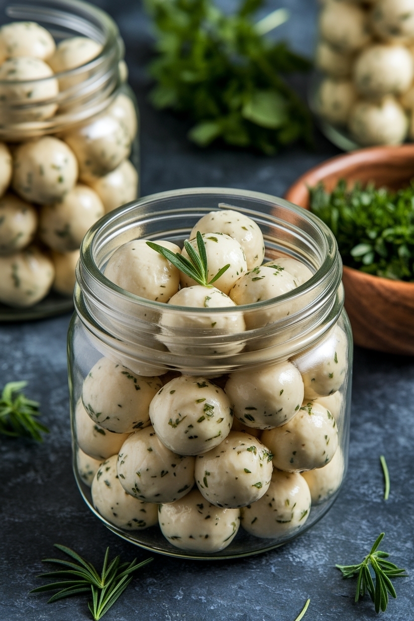 marinated mozzarella balls garlic herb jar