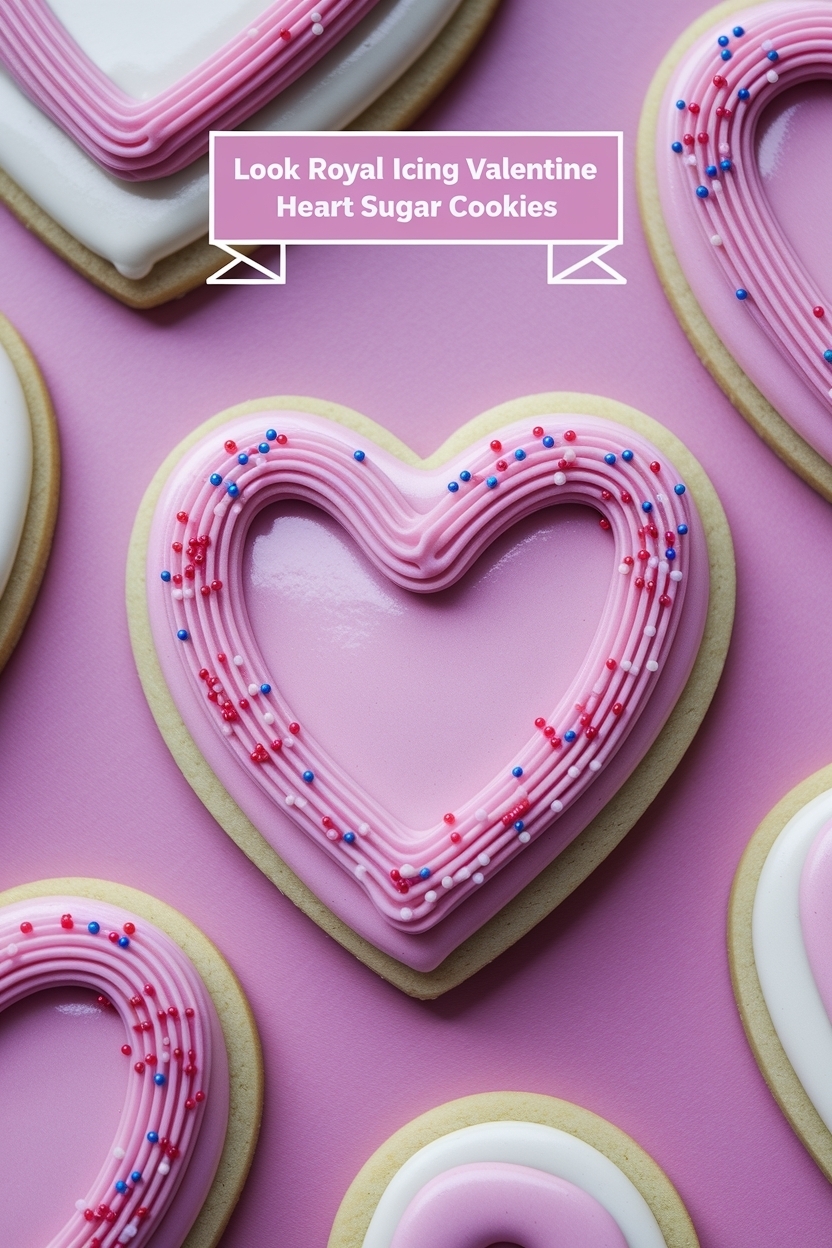 royal icing valentine heart sugar cookies