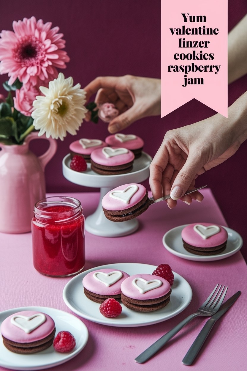 valentine linzer cookies raspberry jam