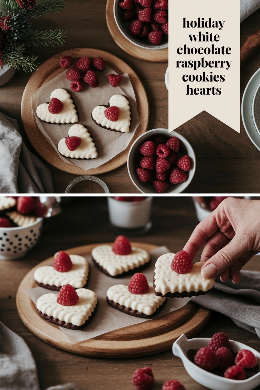 white chocolate raspberry cookies hearts