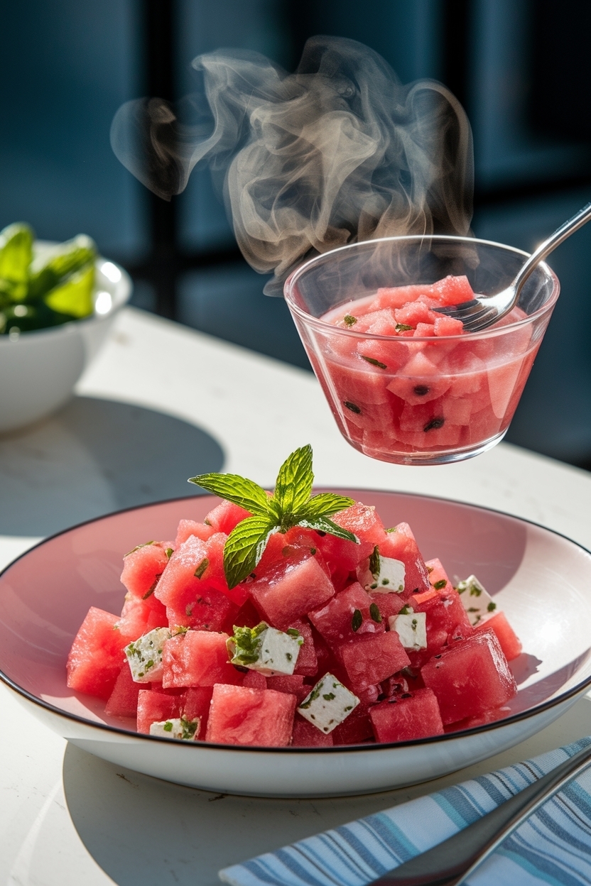 watermelon salad recipe feta mint summer