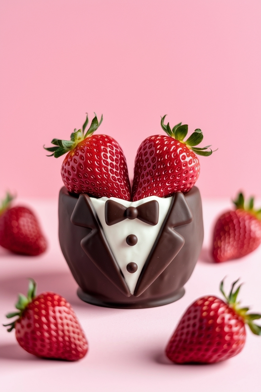 valentine chocolate strawberries tuxedo