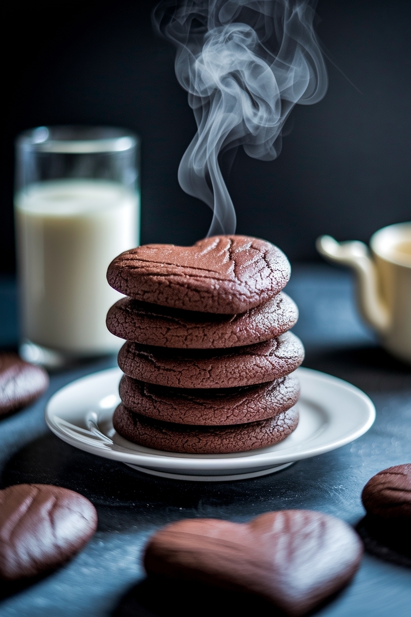 heart shaped chocolate sugar cookies