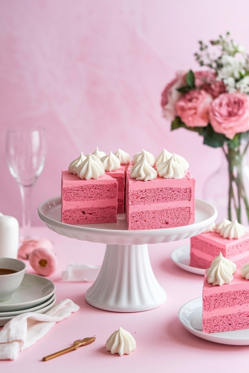 pink champagne cake galentines