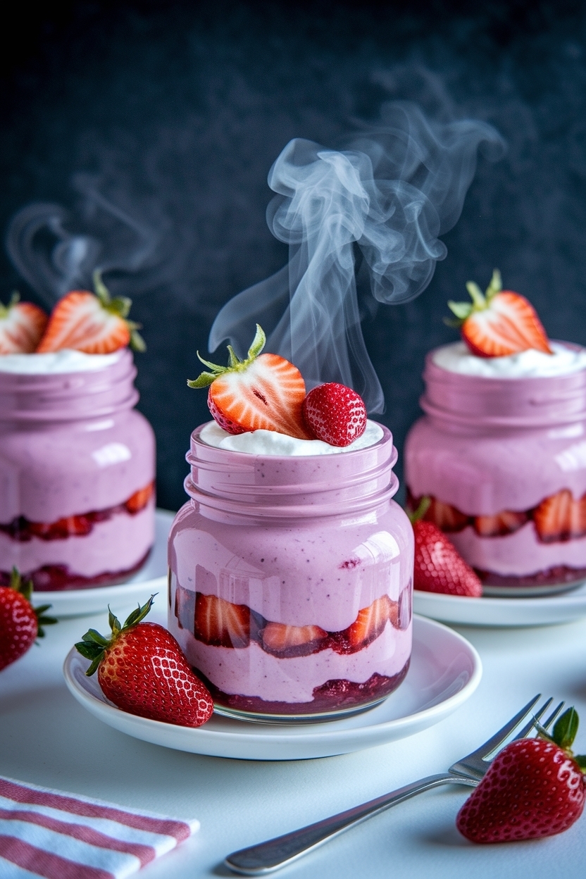 no bake strawberry cheesecake jars valentine