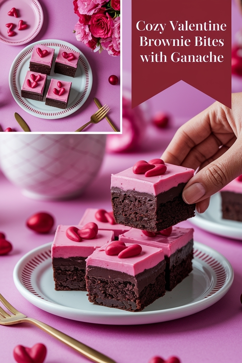 valentine brownie bites with ganache