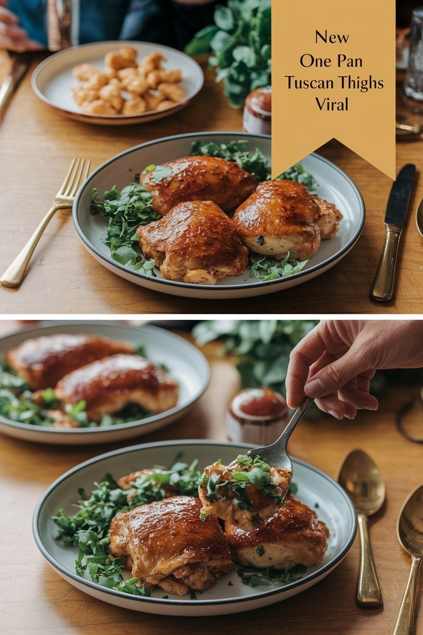 one pan tuscan chicken thighs viral