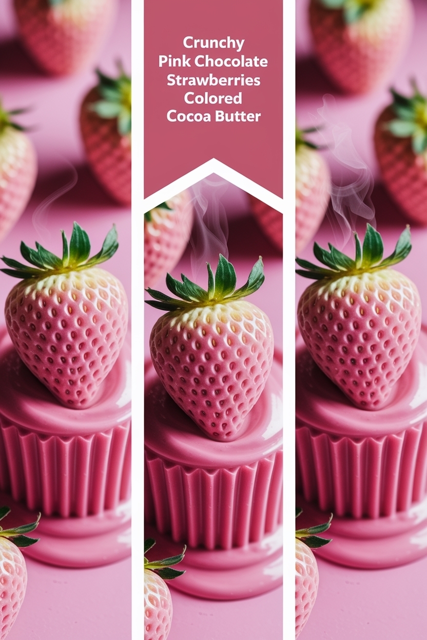 pink chocolate strawberries colored cocoa butter