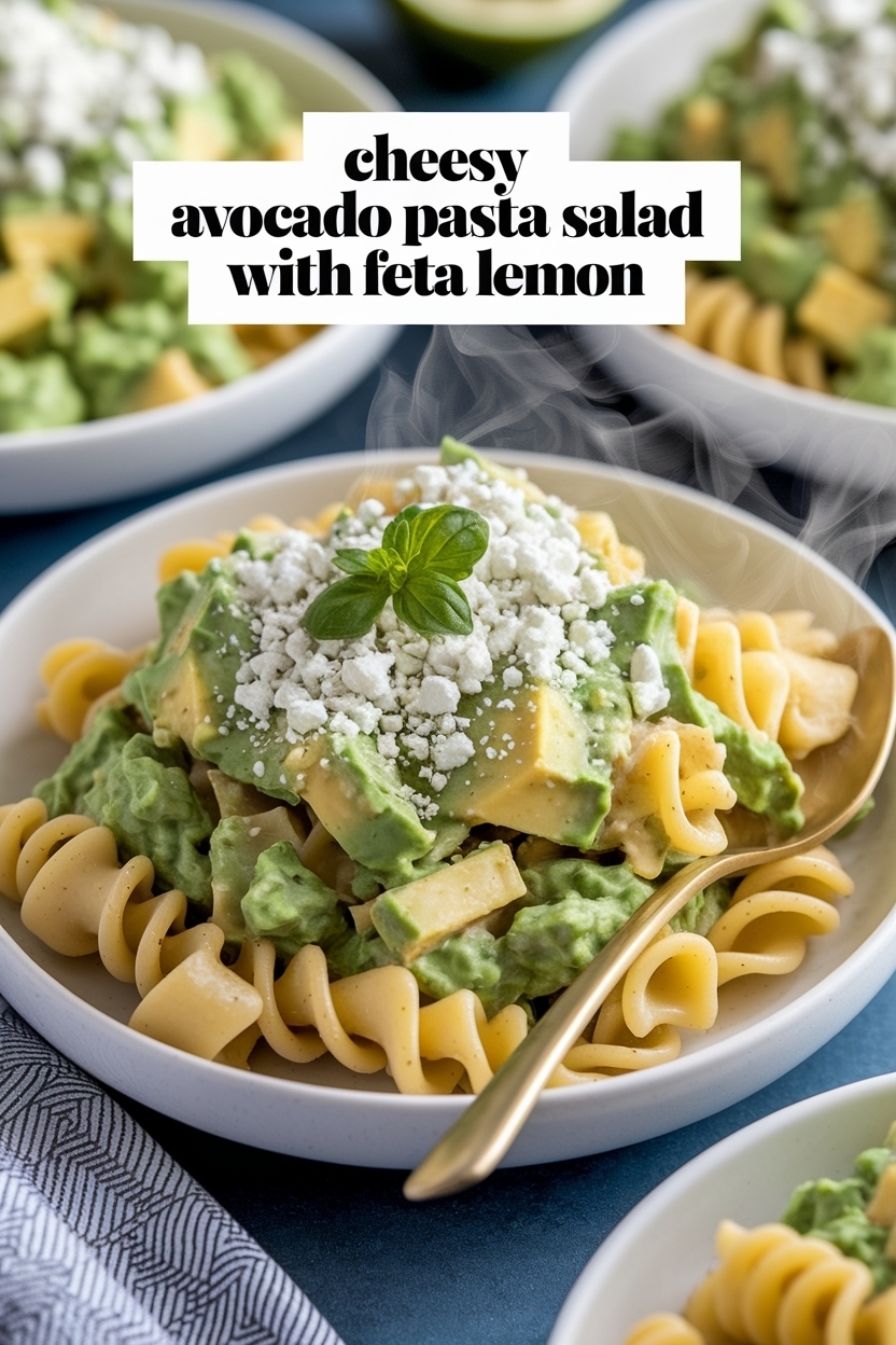 avocado pasta salad with feta lemon