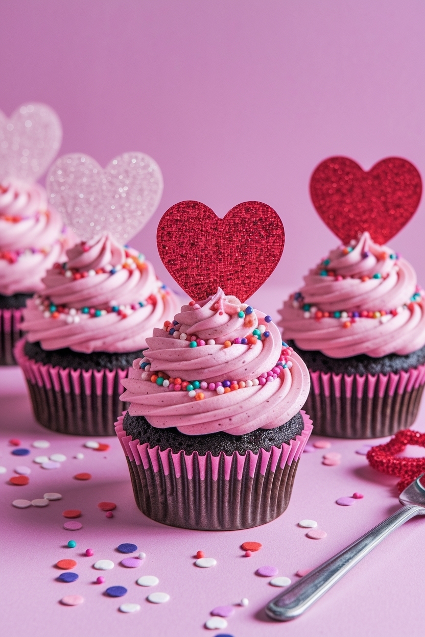 valentine confetti cupcakes heart sprinkles