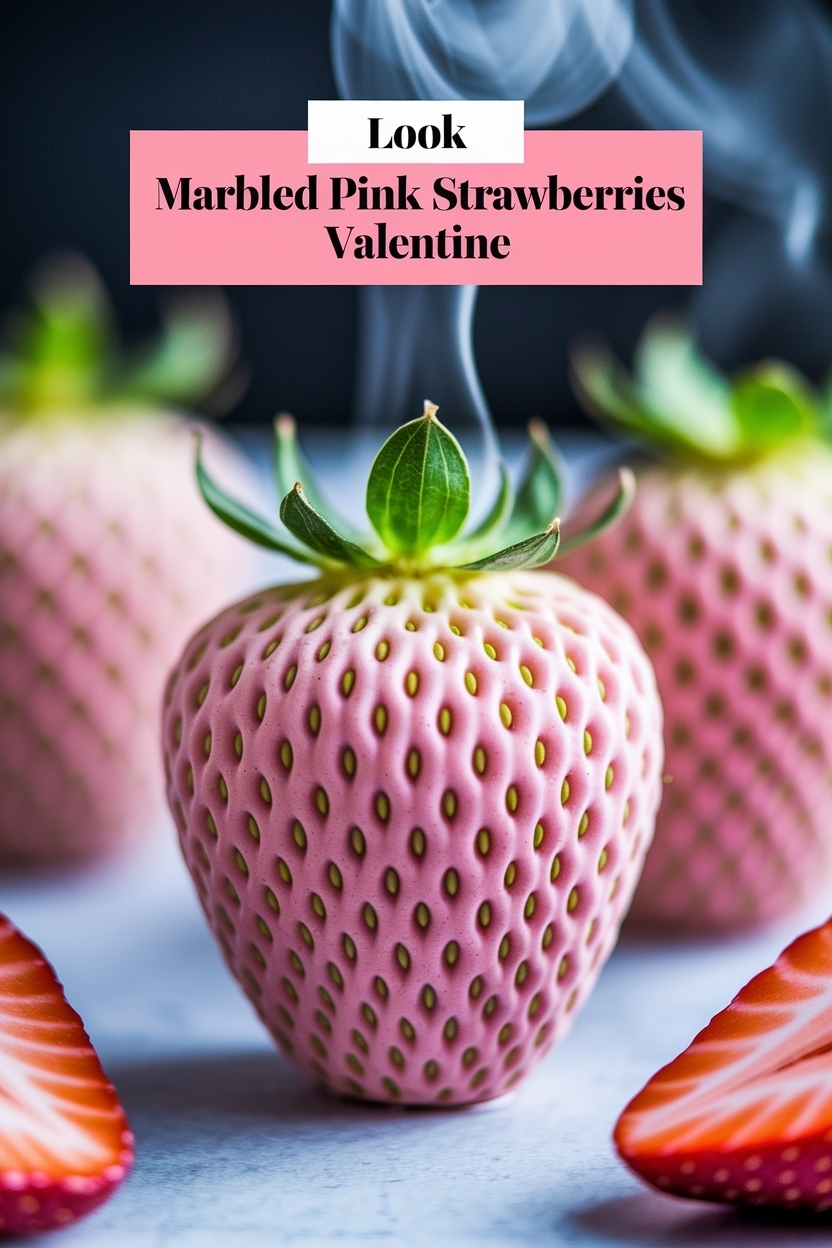 marbled pink strawberries valentine