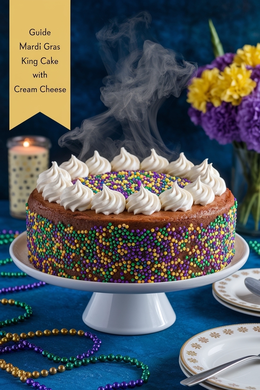 mardi gras king cake with cream cheese