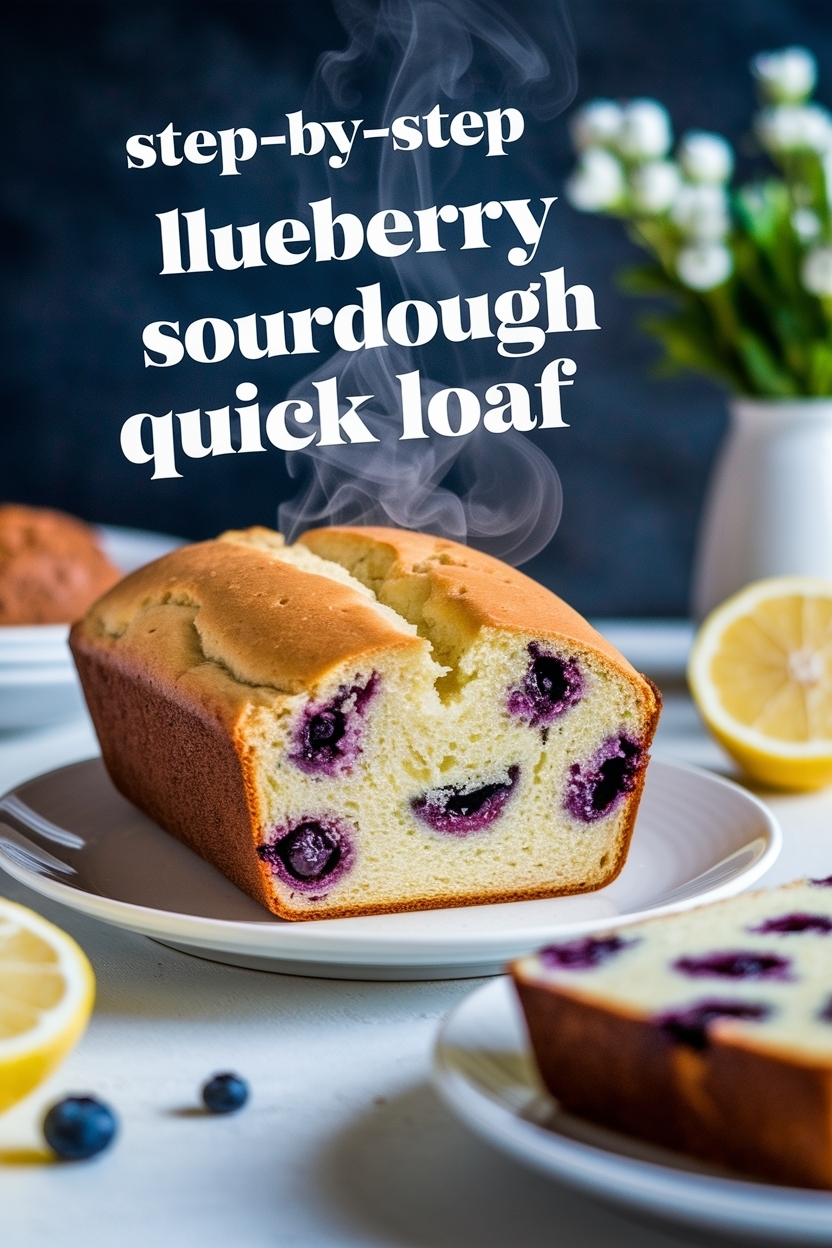 lemon blueberry sourdough quick loaf