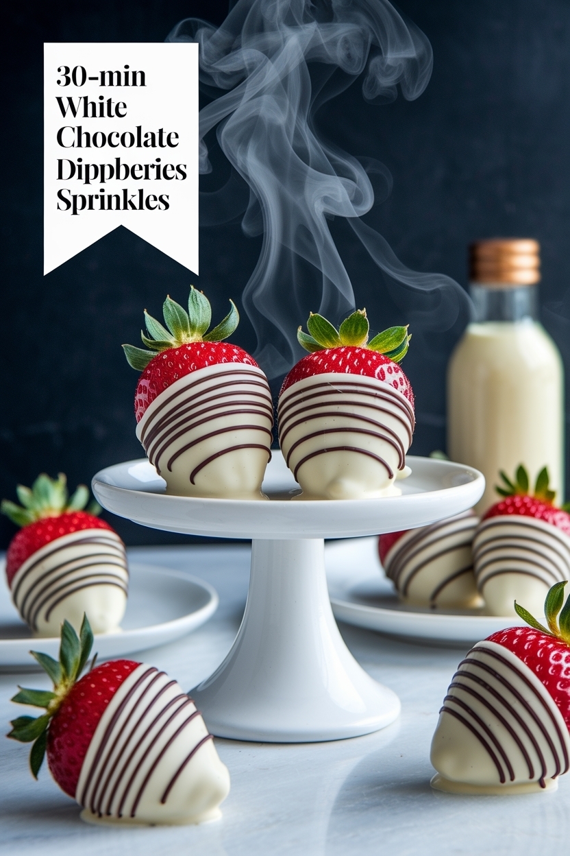 white chocolate dipped strawberries sprinkles