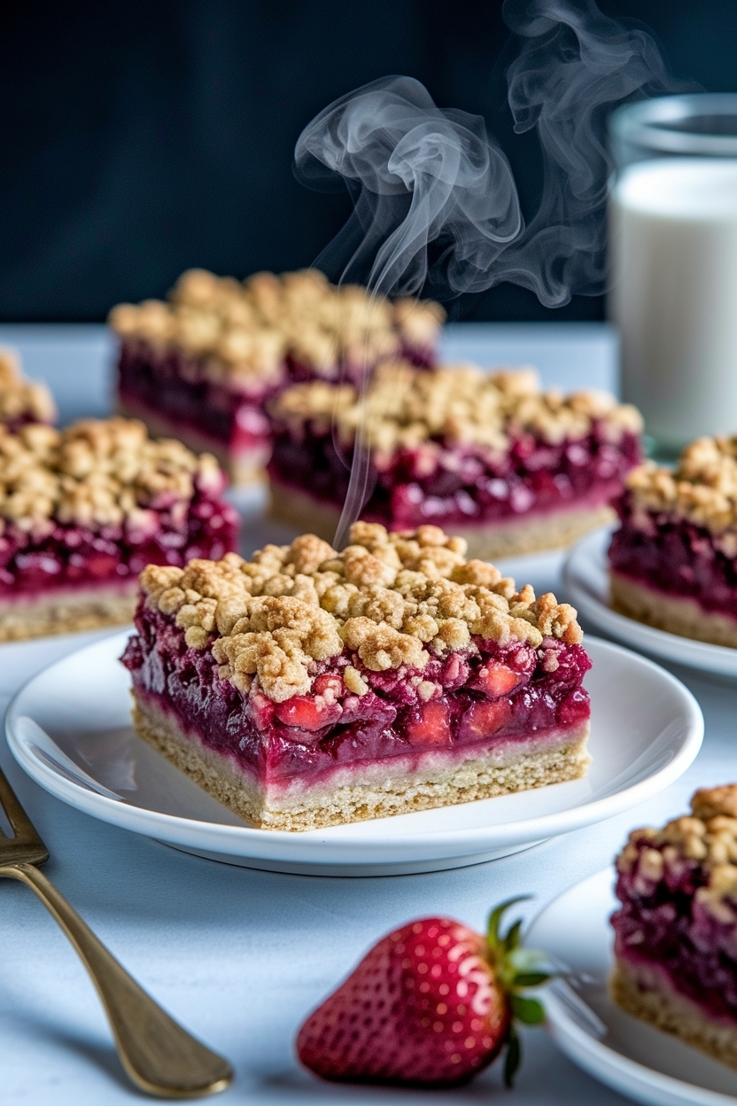 strawberry rhubarb crumble bars