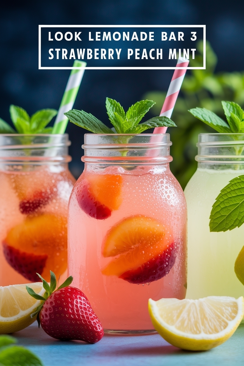 lemonade bar 3 flavors strawberry peach mint