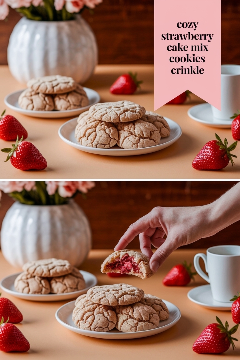 strawberry cake mix cookies crinkle