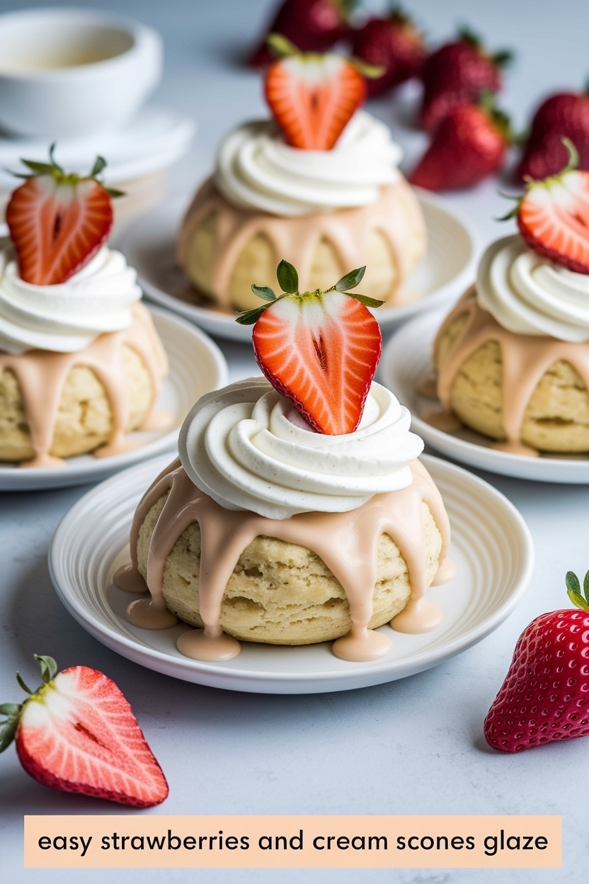 strawberries and cream scones glaze