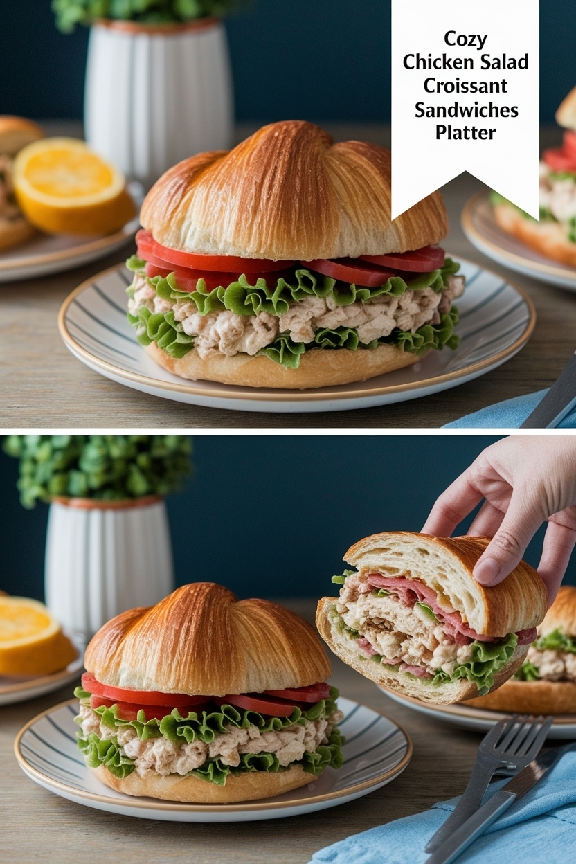 chicken salad croissant sandwiches platter