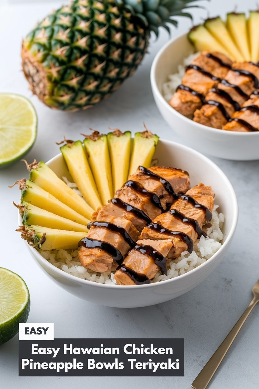 hawaiian chicken pineapple bowls teriyaki