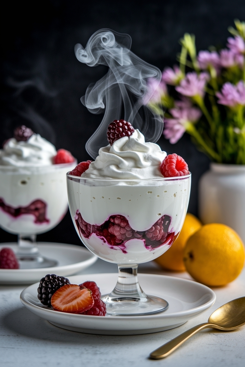whipped greek yogurt dessert honey berries