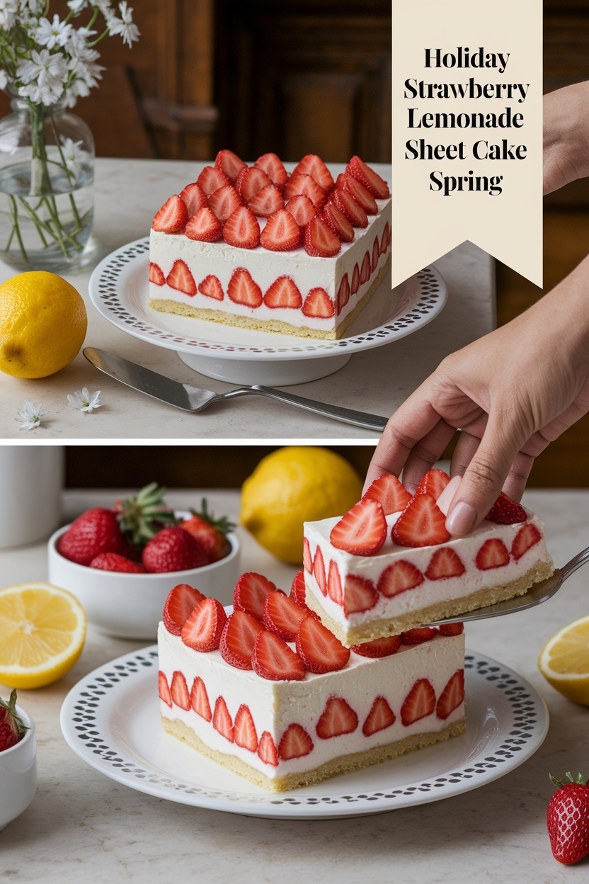 strawberry lemonade sheet cake spring