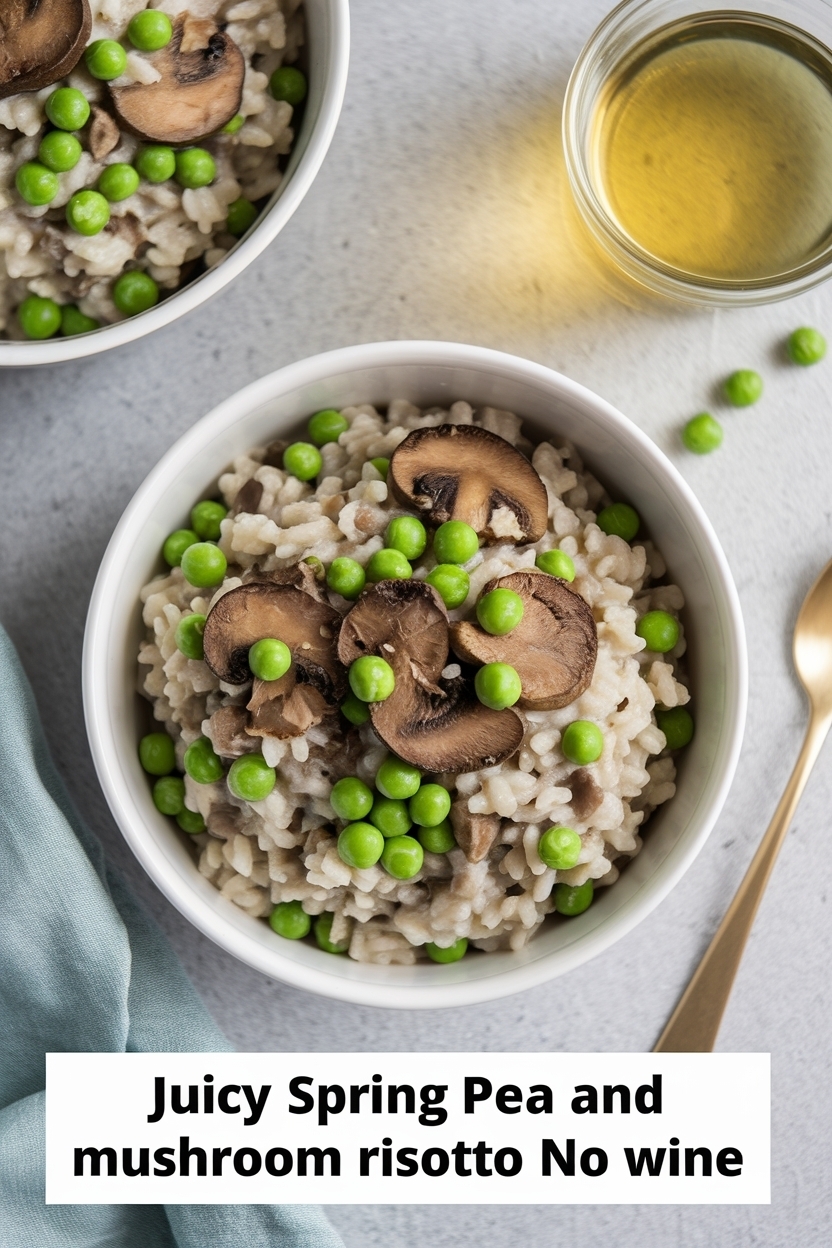 spring pea and mushroom risotto no wine