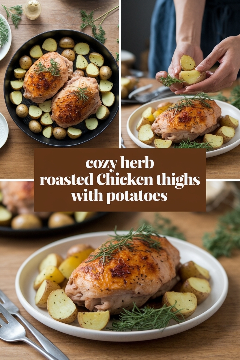 herb roasted chicken thighs with potatoes