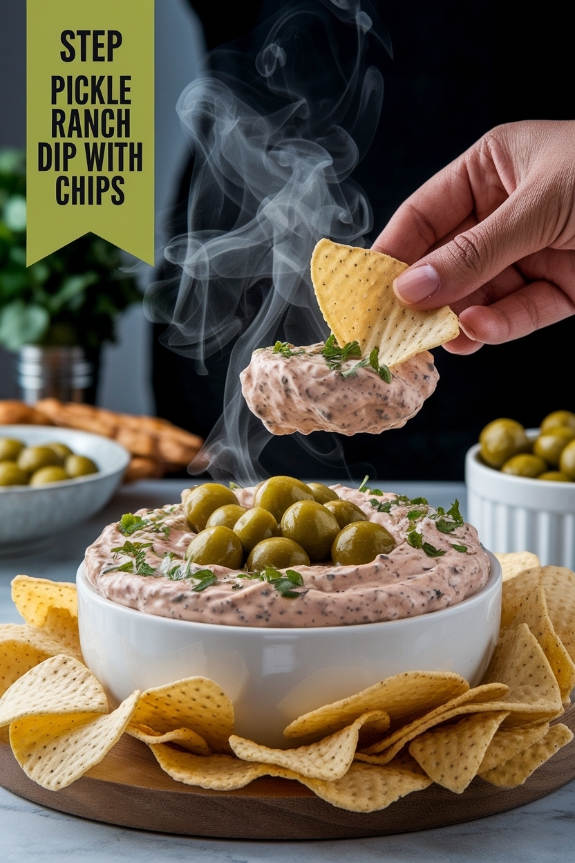 pickle ranch dip with chips