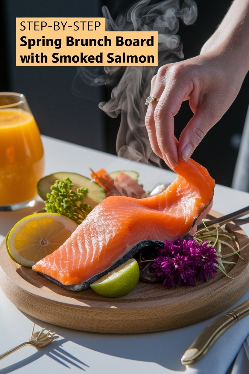spring brunch board with smoked salmon