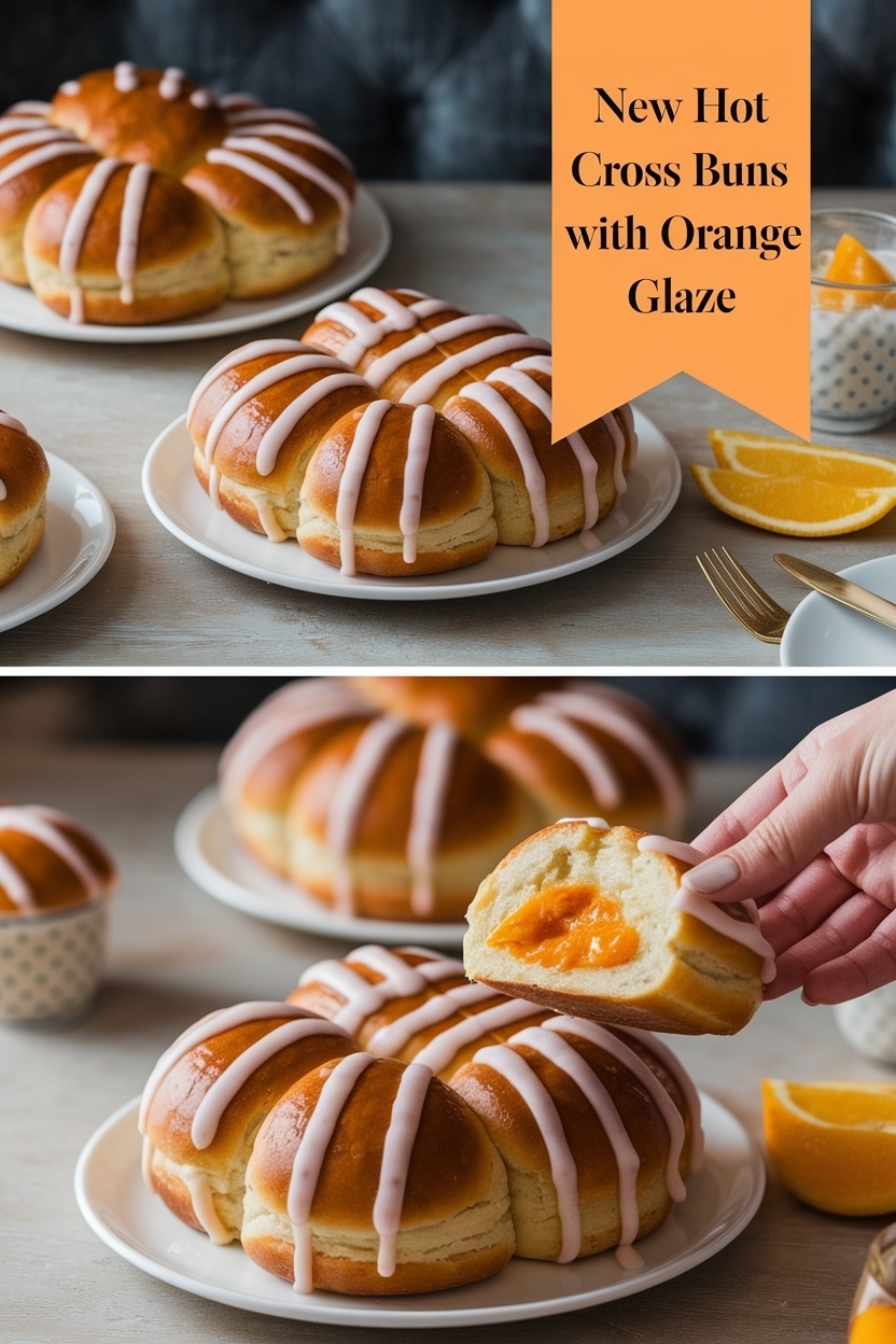 hot cross buns with orange glaze