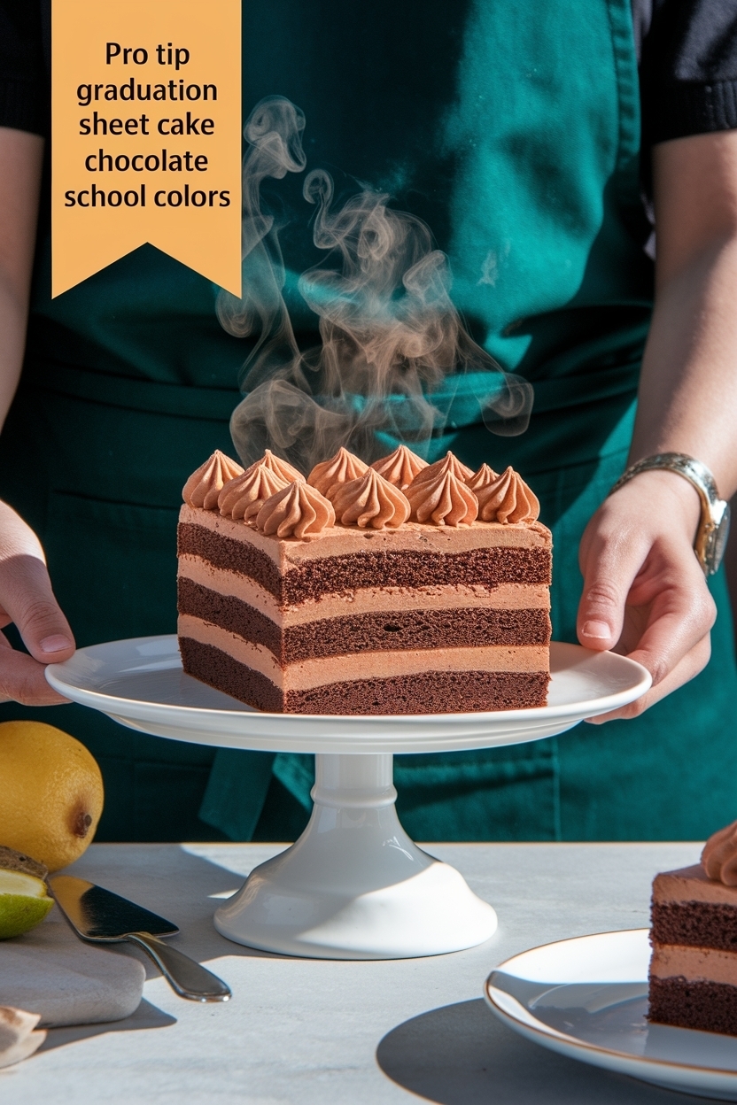 graduation sheet cake chocolate school colors
