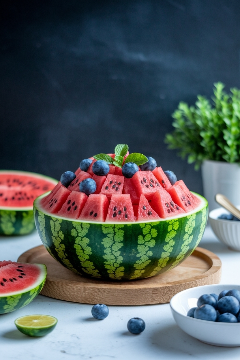 watermelon fruit salad basket carving