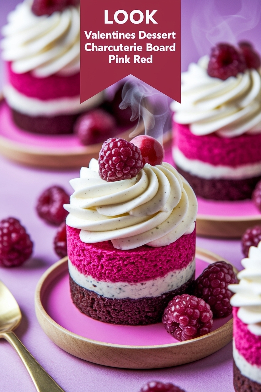 valentines dessert charcuterie board pink red