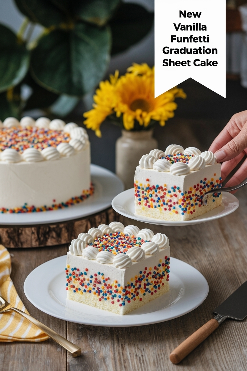 vanilla funfetti graduation sheet cake