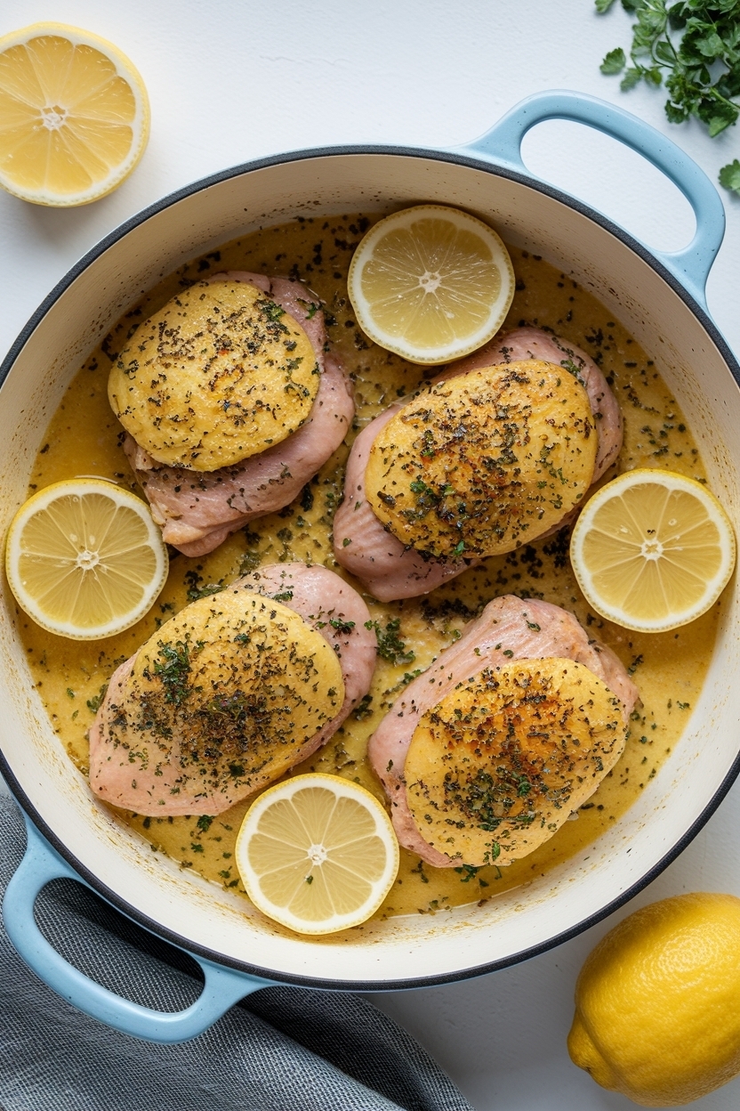 one pan lemon garlic chicken thighs