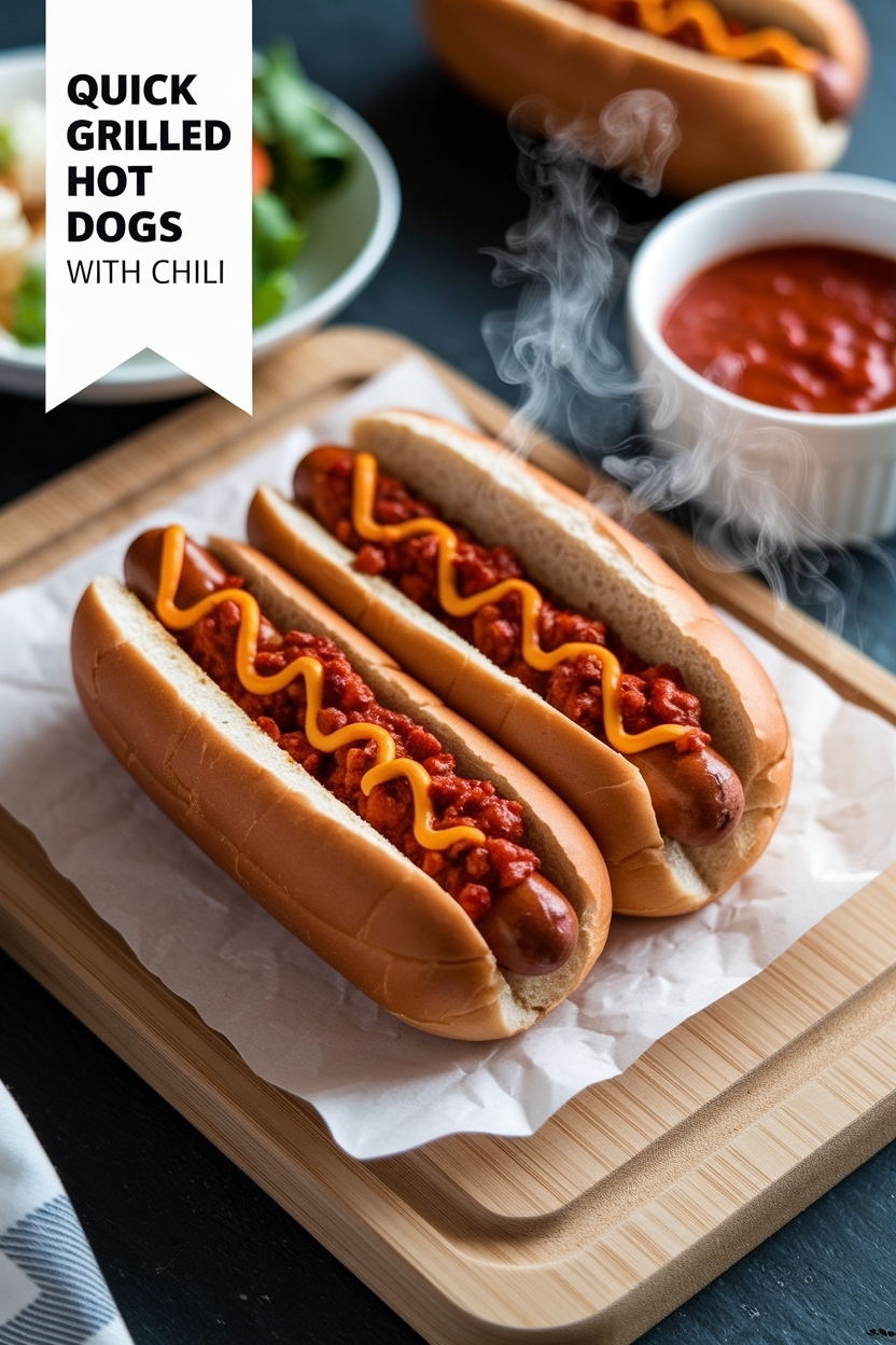 grilled hot dogs with chili