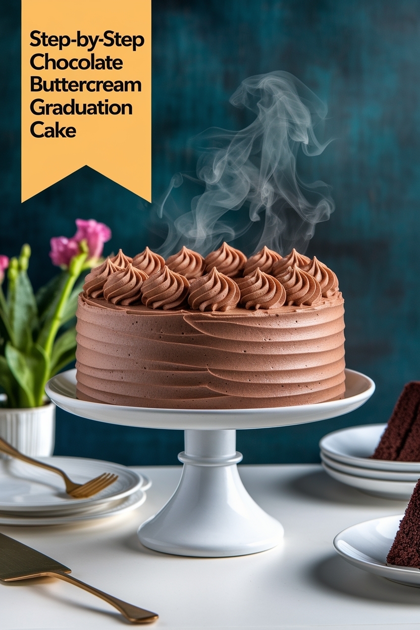 chocolate buttercream graduation cake