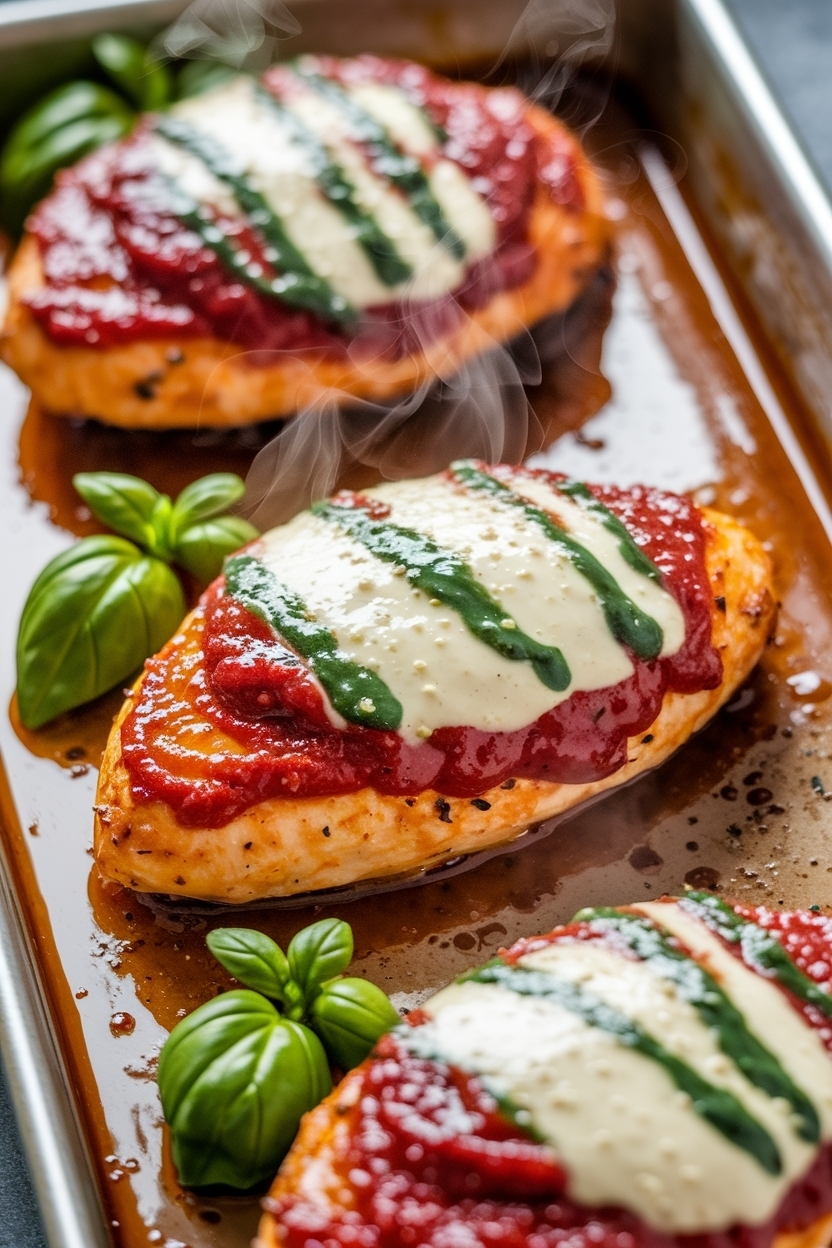 caprese chicken sheet pan