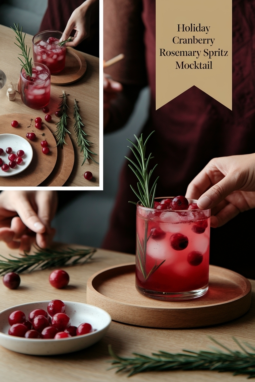 cranberry rosemary spritz mocktail