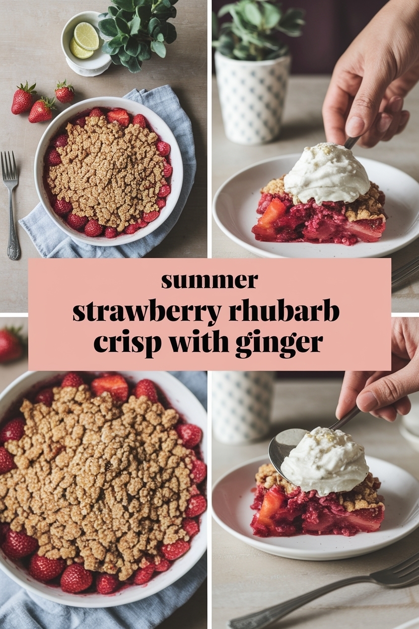 strawberry rhubarb crisp with ginger