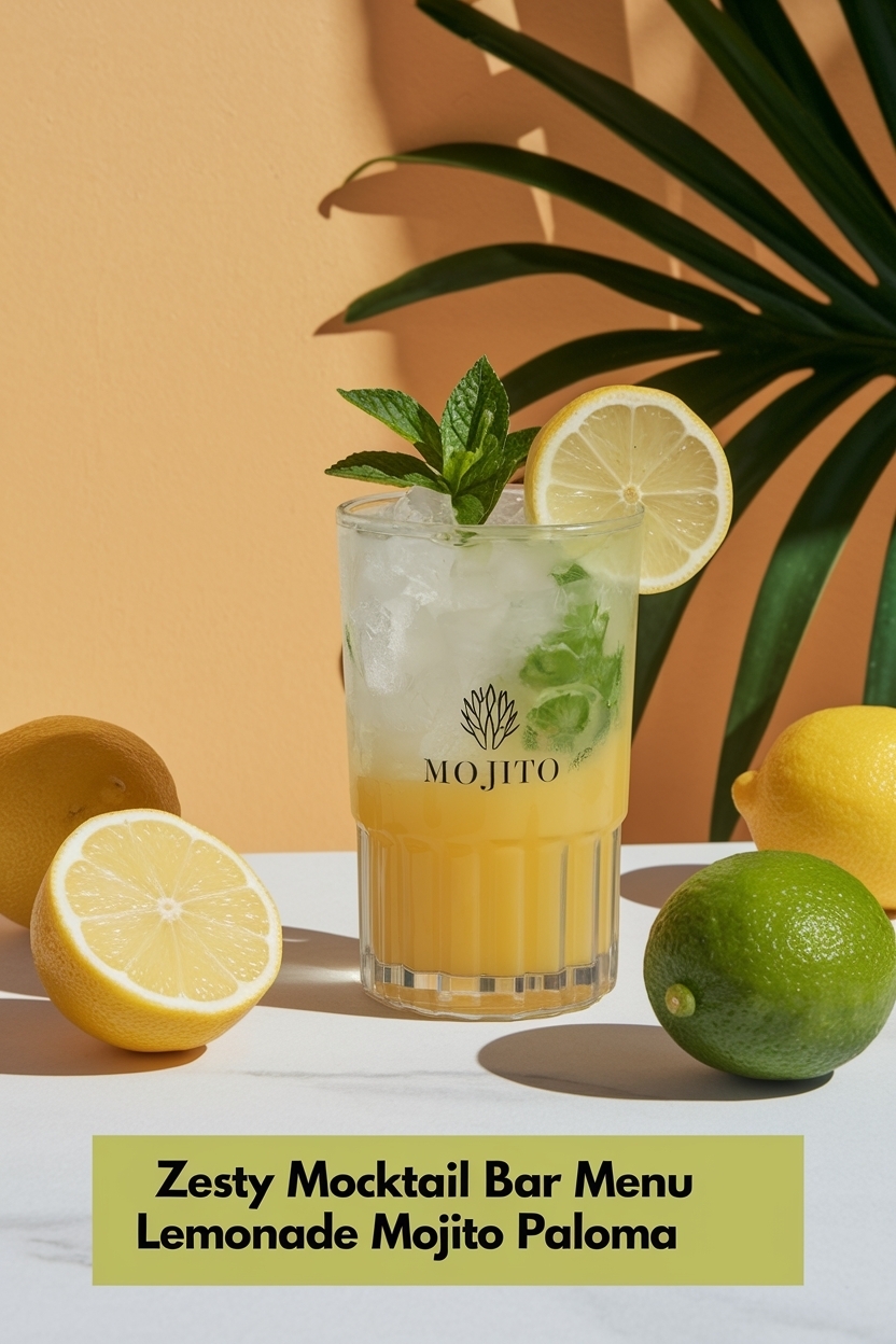 mocktail bar menu lemonade mojito paloma