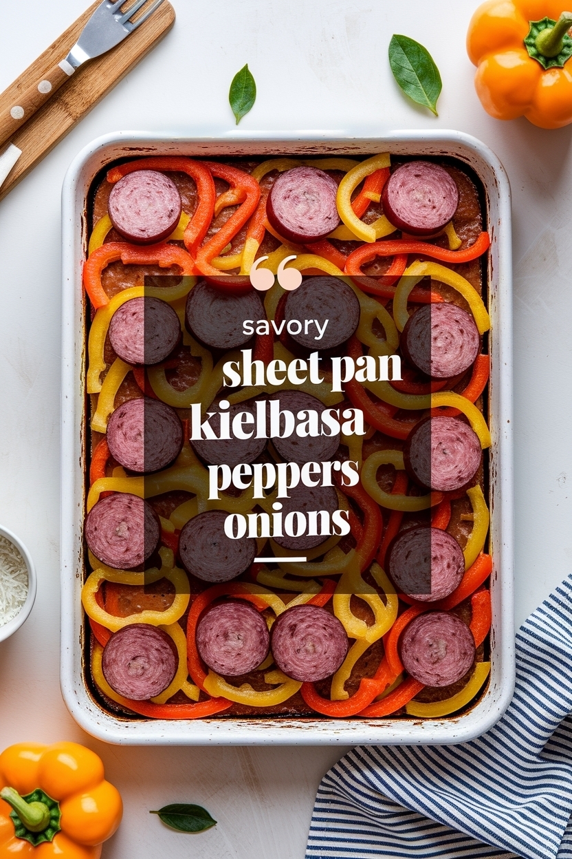 sheet pan kielbasa peppers onions