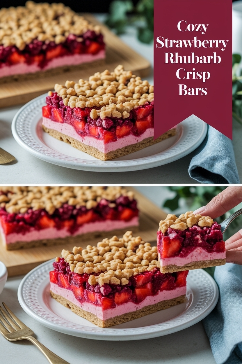 strawberry rhubarb crisp bars